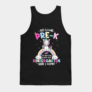 So Long Pre-K Kindergarten Grade Here I Come Unicorn Kid Tank Top